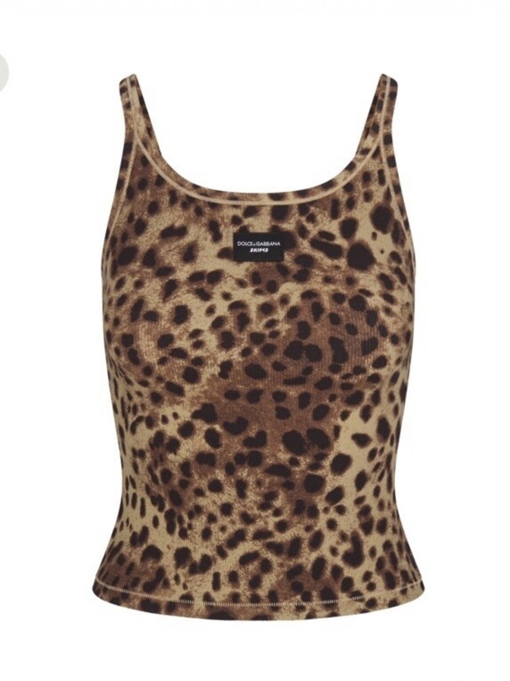 SKIMS Leopard-Print Scoop Neck Tank Top in Brown and Tan